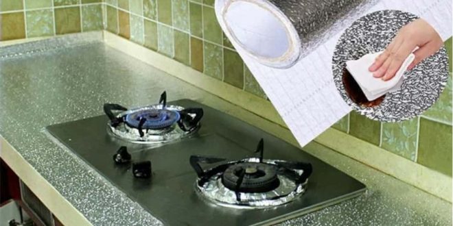 فویل کابینت نقره‌ای 5 متری چسبی ضد آب و مقاوم در برابر حرارت